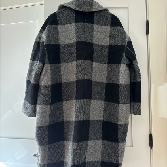 Pendleton Windowpane Plaid Black Gray Check Wool Coat L XL - Picture 9 of 9